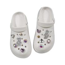 Pingentes De Cristal Coloridos Em Formato De Urso Com Corrente De Diamantes Para Crocs, DIY, 8-12 Pingentes De Cristal Coloridos Em Formato De Urso Com Corrente De Diamantes Para Crocs, DIY, 8-12