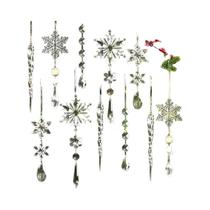 Pingentes De Cristal Em Forma De Floco De Neve 10pcs Decoração Para Casa Natal Festa De Natal