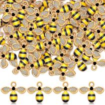 Pingentes de esmalte Bee Charms Junkin, 100 peças para fabricação de joias Pingentes de esmalte Bee Charms Junkin, 100 peças para fabricação de joias