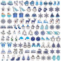 Pingentes de esmalte Charm SANNIX 110 unidades de floco de neve de inverno