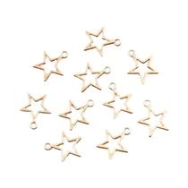 Pingentes De Estrela Oca Em Metal Liga, 50PCS, 14x16mm, Acessórios De Joias DIY