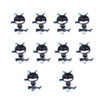 Pingentes De Gato Com Faca Preta De Halloween, 10 Peças, Emalhe Em Liga Para Confecção De Joias,