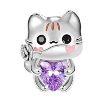 Pingentes De Gato Da Sorte Em Prata 925 Para Mulheres, Charms DIY, Joias De Moda Para Pulseira E