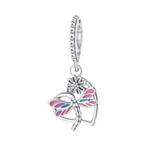 Pingentes De Libélula Coloridos Em Prata Esterlina 925 Com Zircônia Brilhante Para Joias DIY,
