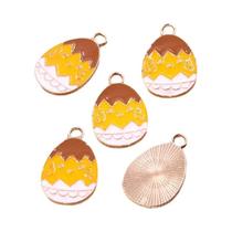 Pingentes De Liga Metálica Em Formato De Ovo De Páscoa 14x22mm, 10 Peças, 12 Estilos, Para DIY,