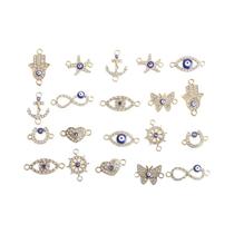 Pingentes De Olhos De Cristal Com Strass Dourados 20pcs Multi-estilo Para DIY Em Braceletes E