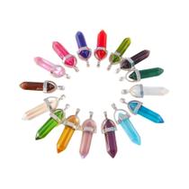 Pingentes De Pedra Natural Hexagonal 5pcs Cristal Quartzo Ametista Para Colar Brinco DIY Joias