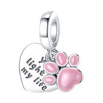 Pingentes De Prata 925 Com Estampa De Patinha De Cachorro Para Pulseira De 3mm, Presentes De Joias