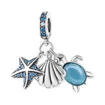 Pingentes De Prata Esterlina 925 Em Forma De Tartaruga, Estrela-do-mar E Vieira Para Acessórios De