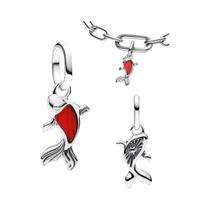 Pingentes De Prata Esterlina 925 Para Joias DIY Femininas: Peixe, Flor, Camaleão, Coração Contas