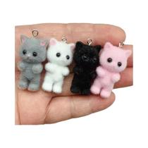 Pingentes De Resina 3D Fofos De Gato Kawaii (4 Peças) Coloridos Para Chaveiro, Colar E Criação De