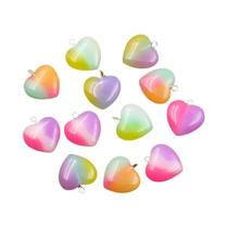 Pingentes De Resina Em Forma De Coração Gradual 21x23mm 10 Peças Para DIY Brincos, Chaveiros,