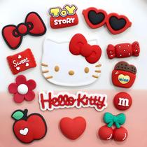 Pingentes De Sapato Hello Kitty Vermelhos: Decorações Fofas De Laço De Desenho Animado Para Crocs E