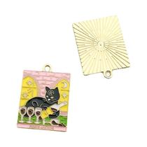 Pingentes De Tarô Gato Sol E Lua 21x28mm Em Liga De Metal Esmaltado Para Fabricação De Joias DIY 8