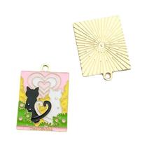Pingentes De Tarô Gato Sol E Lua 21x28mm Em Liga De Metal Esmaltado Para Fabricação De Joias DIY 8