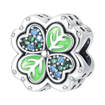 Pingentes De Trevo De Quatro Folhas Verde, Abacate E Cacto Em Prata 925, Compatíveis Com Pulseiras