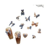 Pingentes De Unha 3D Roxo Misto Com Lua, Nuvem E Estrela, 50 Peças, Kawaii Lumionus, Mini Nuvem De