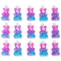 Pingentes De Urso De Resina Com Glitter, 10 Peças, Cabochões De Urso Gummy Para Colar, Pingente,