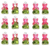 Pingentes De Urso De Resina Com Glitter, 10 Peças, Cabochões De Urso Gummy Para Colar, Pingente,