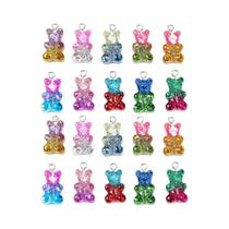 Pingentes De Urso De Resina Com Glitter, 10 Peças, Cabochões De Urso Gummy Para Colar, Pingente,