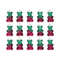 Pingentes De Urso De Resina Com Glitter, 10 Peças, Cabochões De Urso Gummy Para Colar, Pingente,