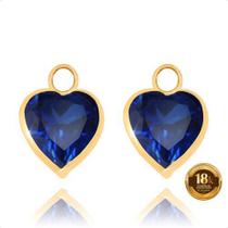 Pingentes em Ouro 18k Coração 6mm para Brinco Azul Safira