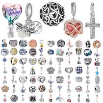 Pingentes europeus Spacer Beads para pulseira Pandora, pacote com 9