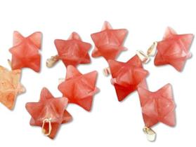 Pingentes Merkabah de Quartzo Cereja Natural com Presilha Prateada - Atacado Pingentes Merkabah de Quartzo Cereja Natural com Presilha Prateada - Atacado