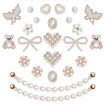 Pingentes para Sapatos WAQYGZO 24 Peças com Decoração de Pérolas e Strass