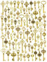 Pingentes vintage JIALEEY, 80 peças de esqueleto dourados antigos