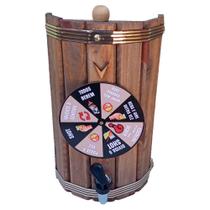 Pingômetro Barril Adega com Roleta Gira Drinks Decor Rústica
