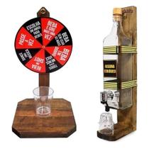 Pingômetro com Jogo de Roleta Gira Drinks Decorativo Rústico