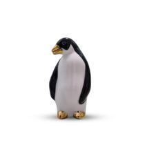 Pinguim Cabeça Virada Em Ouro Decoração Luxuosa Em Porcelana 8 Cm - AVB DECORAÇÕES