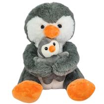Pinguim de Pelúcia Com Filhote Bebê Nicho Mar Antialérgica Pinguim de Pelúcia Com Filhote Bebê Nicho Mar Antialérgica