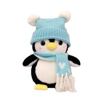 Pinguim de Pelúcia Fofo 25-35cm - Brinquedo Macio com Chapéu e Cachecol