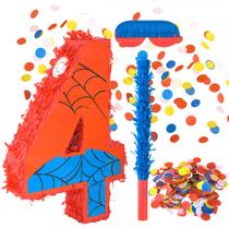 Pinhata Bonafonso Número 4 Tema de Aranha 41 cm com Bastão