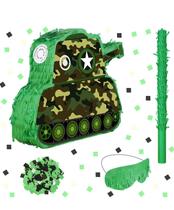 Pinhata exército, com bastão, tapa olhos e confetes - Pinhatas Nacionais