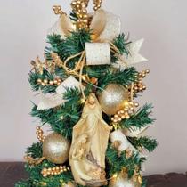 Pinheiro Decorado Dourado Sagrada Família 50cm