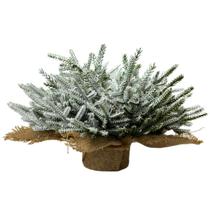 Pinheiro Nevado Decorativo 28cm Base Juta Natal Mesa Rústica Pequena Rasteiro