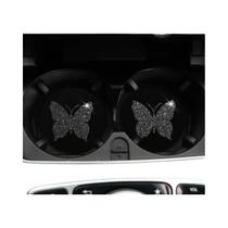 Pink Butterflies Glitter Light Car Water Cup Pads para as Mulheres, 2 Cute Pads, Acessórios do carro
