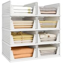 Pinkpum Kit com 8 Organizadores de Plástico Dobráveis e Empilháveis para Guarda-Roupa Pinkpum Kit com 8 Organizadores de Plástico Dobráveis e Empilháveis para Guarda-Roupa