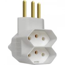 Pino 3 Saidas 2 Polos+Terra Exatronic Branco Sp2033Bc - Kit C/12