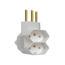 Pino 3 Saidas 2 Polos+Terra Exatronic Branco Sp2033Bc - Kit C/12 Pino 3 Saidas 2 Polos+Terra Exatronic Branco Sp2033Bc - Kit C/12