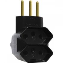 Pino 3 Saidas 2 Polos+Terra Exatronic Preto Sp2033Pt - Kit C/12
