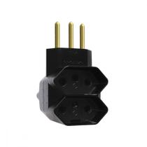 Pino 3 Saidas 2 Polos+Terra Exatronic Preto Sp2033Pt - Kit C/12