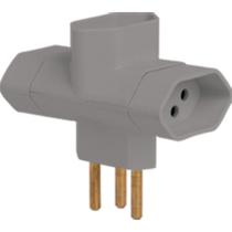 Pino 3 Saidas 2 Polos+Terra Ilumi ''T'' Cinza 12250 - Kit C/10