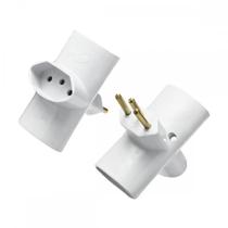 Pino 3 Saidas Flp 2 Polos+Terra 10A. Branco - Kit C/10 Pecas Pino 3 Saidas Flp 2 Polos+Terra 10A. Branco - Kit C/10 Pecas