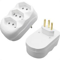 Pino 3 Saidas Flp Reto 2 Polos+Terra 10A. Branco - Kit C/10 Pecas Pino 3 Saidas Flp Reto 2 Polos+Terra 10A. Branco - Kit C/10 Pecas