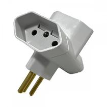 Pino 3 Saidas Ilumi Tipo''T'' 2 Polos+Terra 10A. Cinza - 12250Pct ./ Kit Com 10 Peças Pino 3 Saidas Ilumi Tipo''T'' 2 Polos+Terra 10A. Cinza - 12250Pct ./ Kit Com 10 Peças