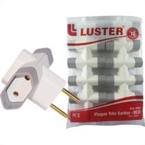 Pino 3 Saidas Luster 2 Polos 10A. Branco/Cinza - 2042 - Kit C/10 Pecas Pino 3 Saidas Luster 2 Polos 10A. Branco/Cinza - 2042 - Kit C/10 Pecas